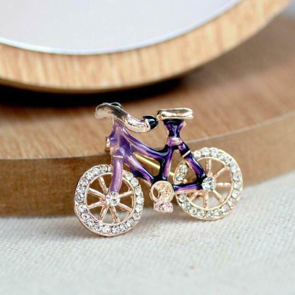 Whimsical Purple Bicycle Necklace/Brooch